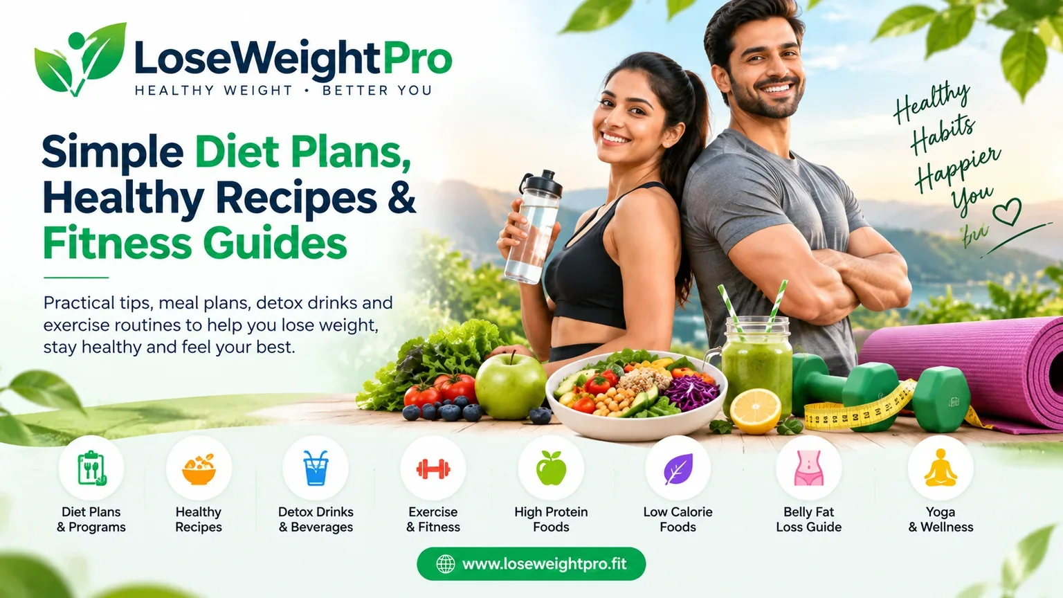 LoseWeightPro weight loss, diet and fitness homepage